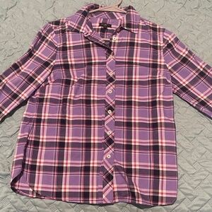 Purple Plaid Collared Shirt